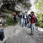 Excursion, Dr. Toni Bürgin, Director of the Naturmuseum St.Gallen, explaining the formation of caves